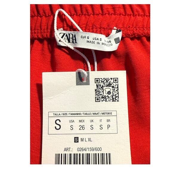 NEW ZARA Women’s Size Small Fluid Wide Leg Pareo Pants Trousers In Red NWT - Picture 4 of 7